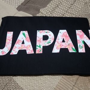 Women Black T-Shirt with Floral Japan Print